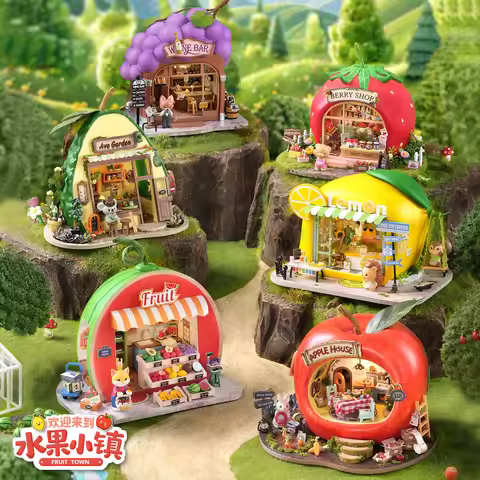 DIY Miniature Scene Fruit Town Avocado Apple Berry Lemon Grape Watermelon Shop Birthday Gift Desktop