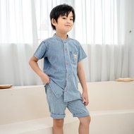 Lebear Mandarin Collar Denim Shirt