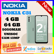 Hp Nokia C31 Ram 4GB / 64GB CAM 13MP batrai 5050mah, garansi resmi ,imei terdaftar  ( penganti F1s )