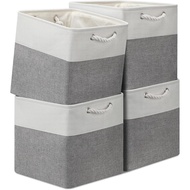13x13 Storage Cube Bins 4Pack,Collapsible Cube Storage Organizer for Closet, Fabric Storage Box w/ R