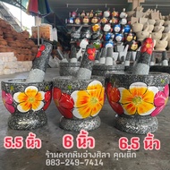 ครกหินแท้ ครกหิน ครกอ่างศิลา ขนาด 5.5 นิ้ว 6 นิ้ว 6.5 นิ้ว พร้อมสาก ลายสีลีลา