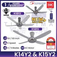 KDK K14Y2-GS 56" / K15Y2-CO / GS 60" V Touch 4 Blade 5 Blade 5 Speeds Remote Control Ceiling Fan Kipas Siling
