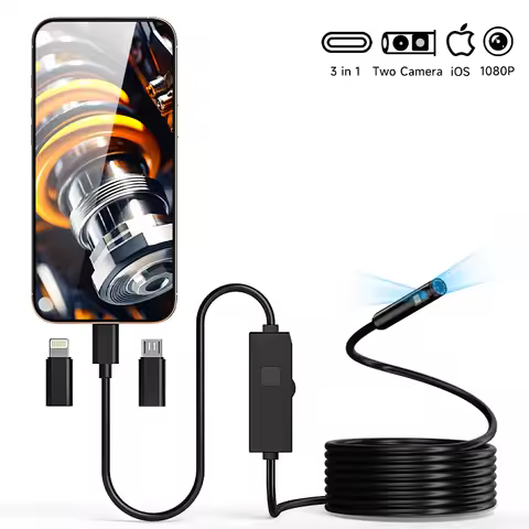 3 in 1 Phone Direct Endoscope Single Dual 1080P Camera for iPhone/Type-C/Android IP67 Waterproof Bor