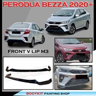 PERODUA BEZZA 2020+ M3 STYLE FRONT V LIP BUMPER LIP WITH PAINT(PIANO BLACK)-MATERIAL PU GETAH BODYKIT