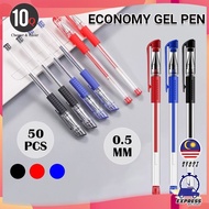 10Q Pack Of 50 Pcs Economy Gel Pen 0.5mm | Fine Point Office & School Pen | Notebook & Journal Writi