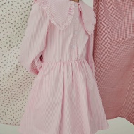 FLAT212 FF0798 : BAMMIE MINI DRESS มินิเดรสแขนยาว ปกใหญ่ เอวสม็อค