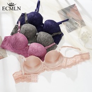 ECMLN Women's Sexy Half Cup Underwire Bra Flower Lace Push Up Plus Size Ultrathin Lace Bralette Unde