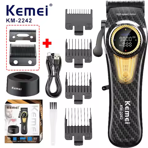 Kemei 2242 Professional Cordless Hair Clipper Barber Electric Hair Trimmer Rechargeable Fade Hair Cu