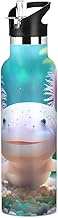 Kids Water Bottle with Straw Leakproof Sports Water Bottle for Boys Girls 20oz, Axolotl Cute Animal