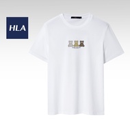HLA Sprint Bear Series Cheer Bear Printing Icy Cotton Short Sleeve T-Shirt Men (White)-HNTBJ2U398ACY