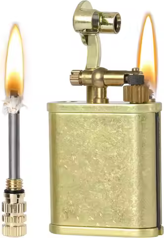 Vintage Trench Lighter with Permanent Match, Refillable Kerosene Lighter, Waterproof Metal Lighter f