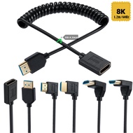 Spring Coiled HDMI 2.1 Cable, Female to Male Extension Cord 1.2 meters, 8K@60Hz/4K@120Hz, OD 4.0mm, 