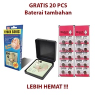 GRATIS 20 Pcs BATERE CYBER SONIC Alat Bantu Pendengaran Telinga Tuli Original Alat Bantu Pendengaran