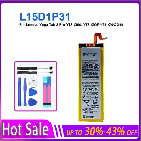 Tablet Battery 4000mAh For Lenovo Yoga Tab 3 Pro YT3-X90L YT3-X90F YT3-X90X X90 L15D1P31 long-lastin