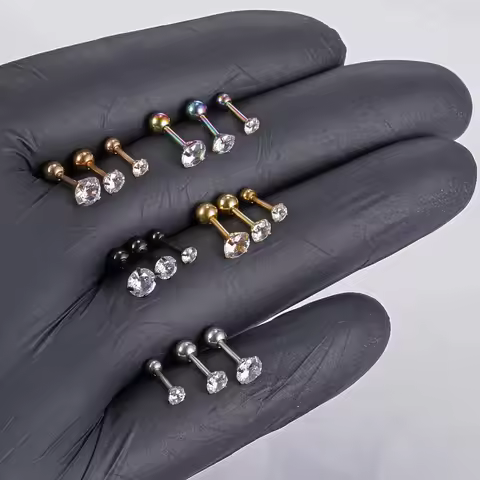 3PCS Crystal Tragus Piercing Earring Set Zircon Cartilage Earrings Stud Set Labret Lip Piercing Bulk