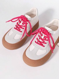 1雙120cm時尚圓粉紅色鞋帶，適用於運動鞋、滑板鞋、運動鞋