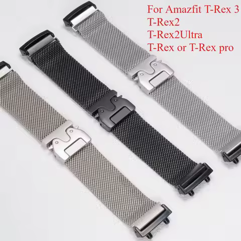 Milanese Loop Strap For Huami Amazfit T-REX 3/2 Smart Watch Band Sports Bracelet For Xiaomi Amazfit 