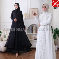 Gaun Putih Baju Raya 2025 Terbaru Kaftan Dress Kembang Muslimah Elegan Jubah Abaya Haji Umrah 839