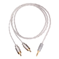 YYAUDIO สายแยกสัญญาณเสียงสเตอริโอ 3.5 มม. ถึง 2RCA 1-to-2 ชุบเงิน สำหรับพีซีและลำโพงในบ้าน
