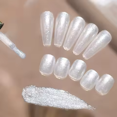 12ML 1-9pcs Jasmine High-density Fairy Glitter Gel Nail Polish Whitening Gel Polish White Nails UV L