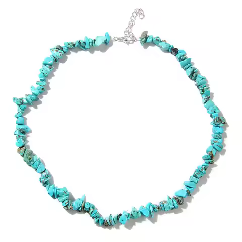 Blue Turquoises Gravel Chain Necklace 5-8MM Fashion Irregular Synthetic Turquois Gem Choker Friendsh