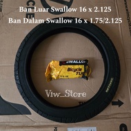 Paket Ban Luar 16 x 2.125 Ban Dalam 16 x 1 75 / 2.125 AV Cop Motor Sepeda BMX Mini Lipat Ban Sepeda 16