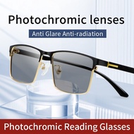 Photochromic Reading Sunglasses for Men, Ultralight Titanium Eyeglasses Frame, Presbyopia Eyeglasses