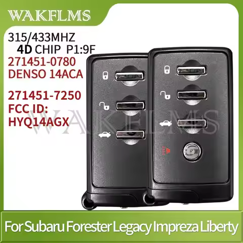 HYQ14AGX 14ACA For Subaru Forester Legacy Impreza Liberty 2007-2014 Smart key 315 433Mhz 4D P1:9F 27