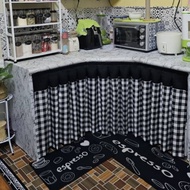 CUSTOM MADE ❤️ SKIRTING SINKI TABLETOP KABINET DAPUR | LANGSIR SINKI TABLETOP KABINET DAPUR BLACK BIG CHECKER EXCLUSIVE