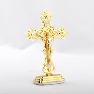 Christian Catholic Gold Color Jesus Cross Statue Alloy Figurine Home Altar Prayer Room Decor Gift Ch