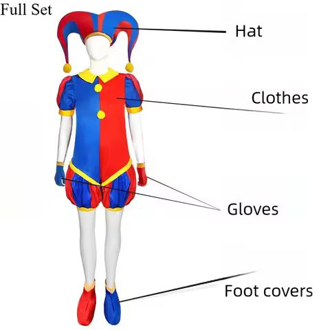 Cosplay Pomni Costume Circus Pomni Cosplay Costume with Hat Gloves Halloween Costumes Carnival Outfi