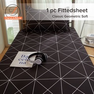 Dansunreve Bedsheet with Garter Stripe Design Black Fitted Bedsheet Mattress Cover
