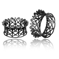 Casvort 2 PCS Hypoallergenic 316 Stainless Steel 0G-1" Hollow Floral Double Flared Ear Tunnels Breat