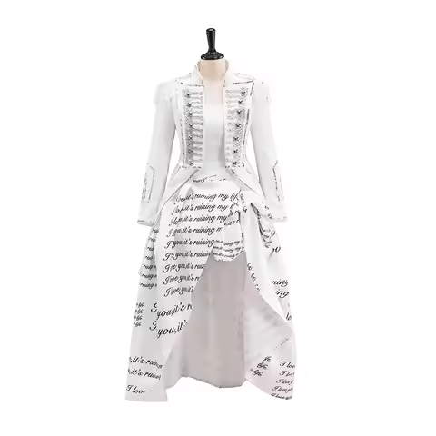 Famous Singer Concert Cosplay Costume White Letter-print Dress Military Hussar Spencer Jacket Fortni