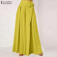 Esolo ZANZEA ผู้หญิงมุสลิมเอวสูงกางเกงขาม้า Culottes Office Workwear กางเกงกางเกง