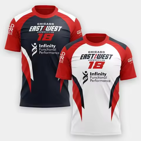 Jersey Training Fitness CHICAGO East Vs West ARMWRESTLING 18 Short Sleeve Jersey for Wrist Enthusias
