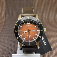 [Original] Citizen Eco Drive AW0079-13X Standard Analog Brown Leather Men's Watch