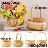 MAXGOODS1 Flower Arrangement Basket, Sturdy Lace Tassel Braid Flower Baskets, Creative Picnic Wood with Handle Weaving Basket Flower Shop