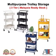 Multifunction Trolley Rack 3 Tier with Wheel Toys Storage Racks Trolley Storage Trolley Rack Baby 3 Tiers Foldable rak