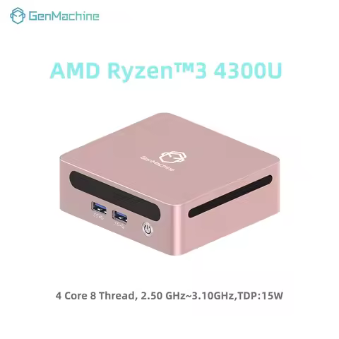 GenMachine Mini PC AMD R3 4300U Windows 11 Ryzen 3.7GHz DDR4 16GB 512GB PCIe 3.0 Wifi6 BT5.2 Pc Game