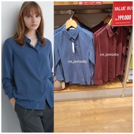 UNIQLO WOMEN'S LONG-SLEEVED RAYON BLOUSE