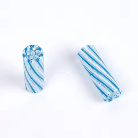 5Pcs Blue White Stripe Mini Glass Cigaret Pipe Filter Tips Round Mouth for Dry Herb Tobacco Rolling 