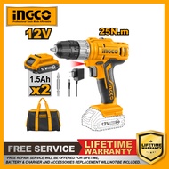 INGCO12V Lithium-ion Cordless Drill CDLI1222 with Battery, Charger, Cr-V 65mm Bit and Storage Bag