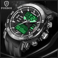 FOXBOX original Quartz Watch Men Luxury Waterproof Sports Digital Watch Men Dual Display Digital LIG