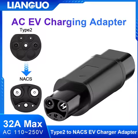 Type 2 to NACS EV Adapter Convertor AC 1Phase AC 110V-250V 32A Type2 to Tesla Charging Converter Ada
