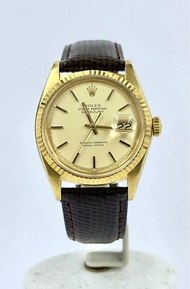 勞力士 1601 - Datejust 原裝蛋黃金面狗牙圈、18K黃金皮帶錶( 36 mm) 、1570自動機芯、送代用皮帶連扣  ROLEX 1601 - Datejust , Original Dial &amp; Fluted Bezel , 18K Gold Watch ( 36 mm) , 1570 Automatic Movement (Serial Number：2779xxx - 1971 year) (⭕️⭕️歡迎預約睇錶⭕️⭕️)