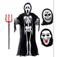 Ghost Mask Witches / Hantu Topeng / Cosplay long face Halloween / Weapon Devil Fork-Unisex