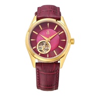 Aries Gold Goldex 8023 Red Dial And Leather Strap Women Watch L 8023 G-R