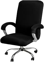 GAWEKIQE Office Chair Covers Stretchable Spandex Milk Silk Parsons Chair Covers Computer Desk Chair Covers Mid - High Back Universal Executive Boss with Armrest Covers Gaming Chair Covers (Black)