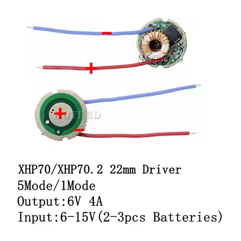 20W 30W XHP70 XHP70.2 6V LED Driver Board 22MM DC6V-15V 1mode/5mode Input 6-15V Output For 6V XHP70.